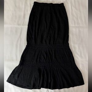 Faded Glory Black Knit Detail Flow Maxi Skirt
